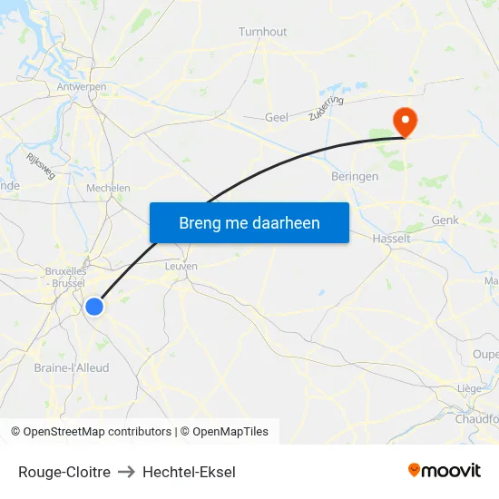 Rouge-Cloitre to Hechtel-Eksel map
