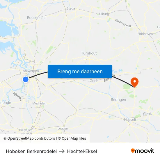 Hoboken Berkenrodelei to Hechtel-Eksel map