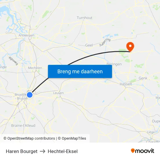 Haren Bourget to Hechtel-Eksel map