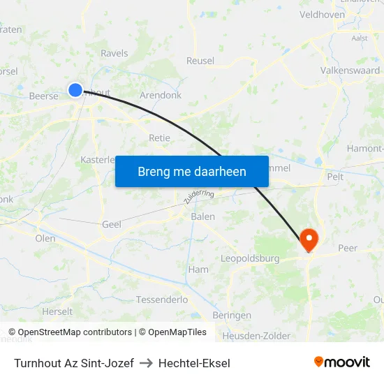 Turnhout Az Sint-Jozef to Hechtel-Eksel map