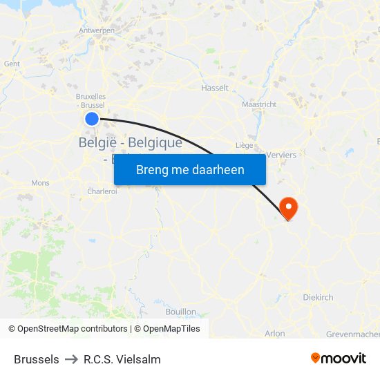 Brussels to R.C.S. Vielsalm map