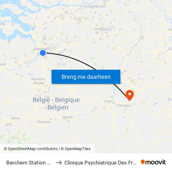 Berchem Station Perron 22 to Clinique Psychiatrique Des Frères Alexiens map