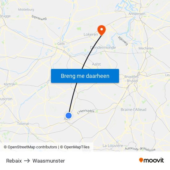 Rebaix to Waasmunster map
