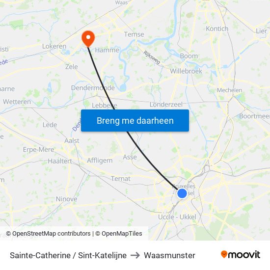 Sainte-Catherine / Sint-Katelijne to Waasmunster map