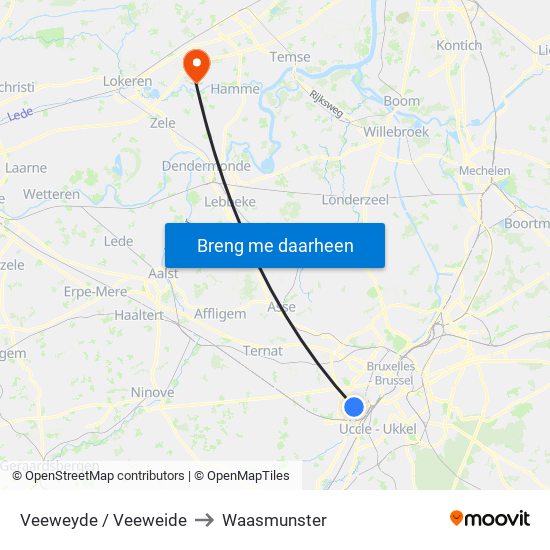 Veeweyde / Veeweide to Waasmunster map