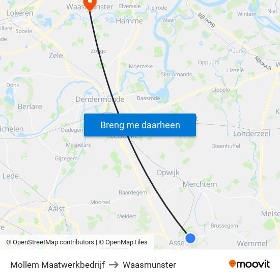 Mollem Maatwerkbedrijf to Waasmunster map