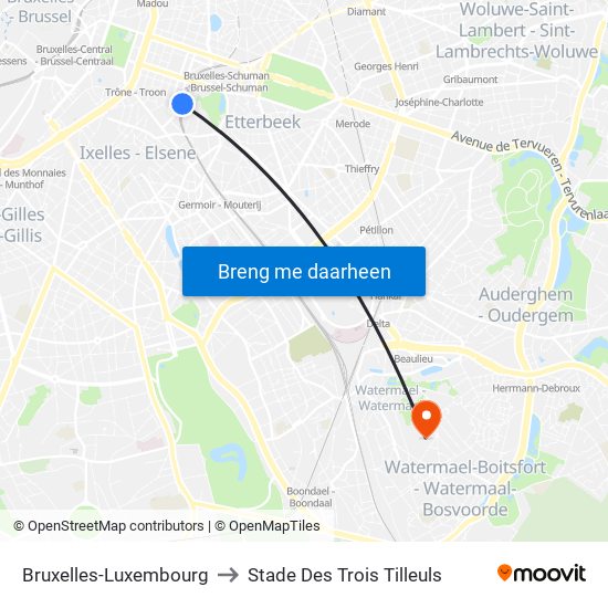 Bruxelles-Luxembourg to Stade Des Trois Tilleuls map