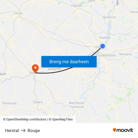 Herstal to Bouge map