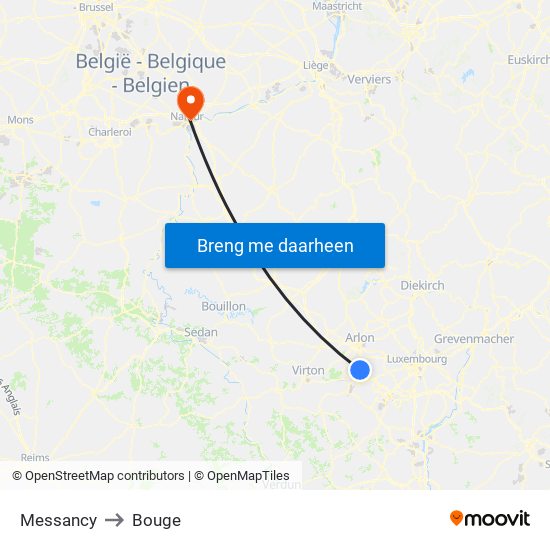 Messancy to Bouge map