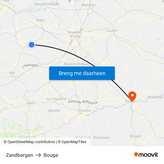 Zandbergen to Bouge map