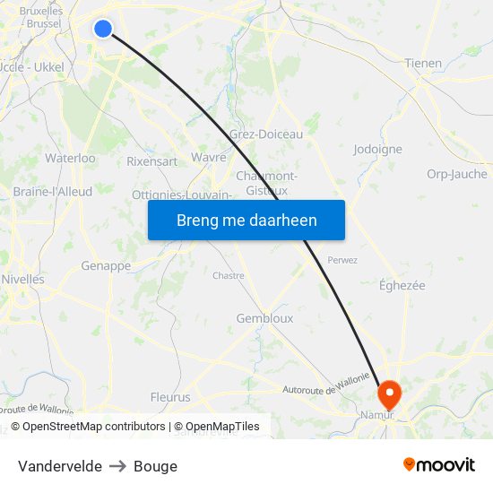Vandervelde to Bouge map