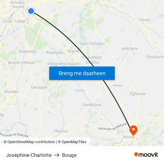 Joséphine-Charlotte to Bouge map