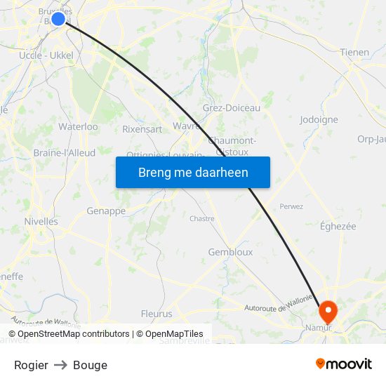 Rogier to Bouge map