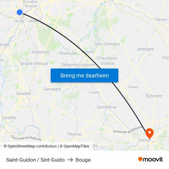 Saint-Guidon / Sint-Guido to Bouge map