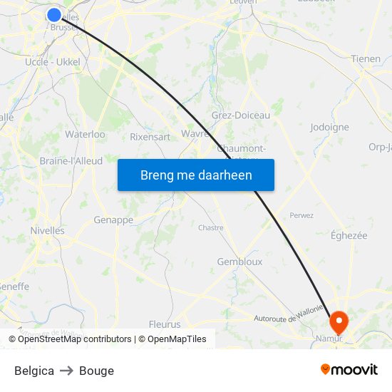 Belgica to Bouge map