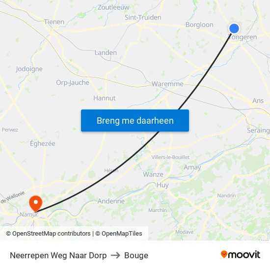 Neerrepen Weg Naar Dorp to Bouge map