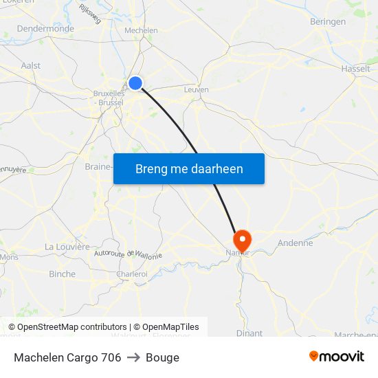 Machelen Cargo 706 to Bouge map