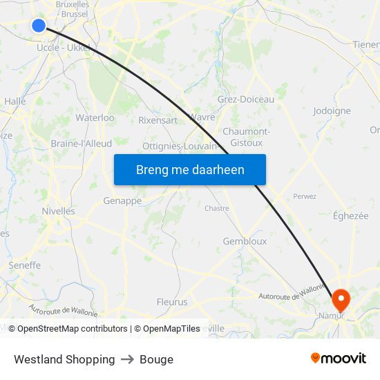 Westland Shopping to Bouge map