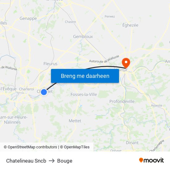 Chatelineau Sncb to Bouge map