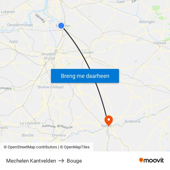 Mechelen Kantvelden to Bouge map