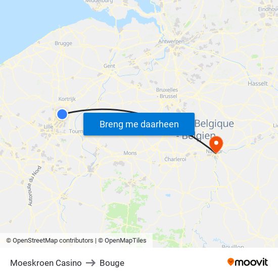 Moeskroen Casino to Bouge map