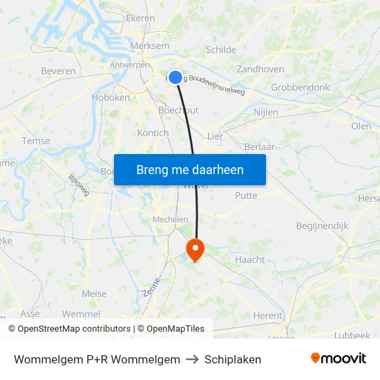 Wommelgem P+R Wommelgem to Schiplaken map