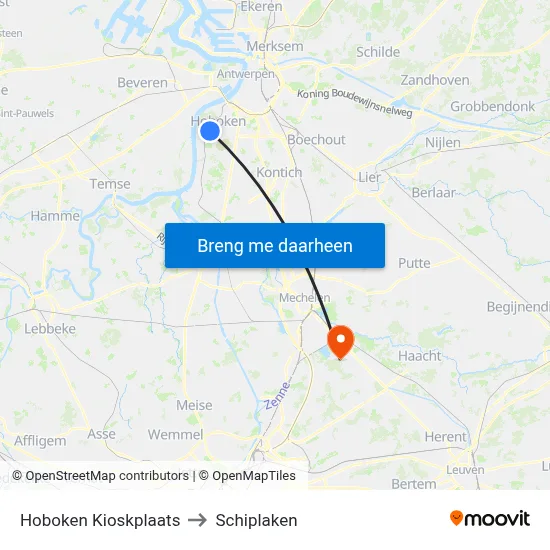 Hoboken Kioskplaats to Schiplaken map