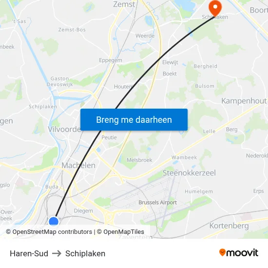 Haren-Sud to Schiplaken map