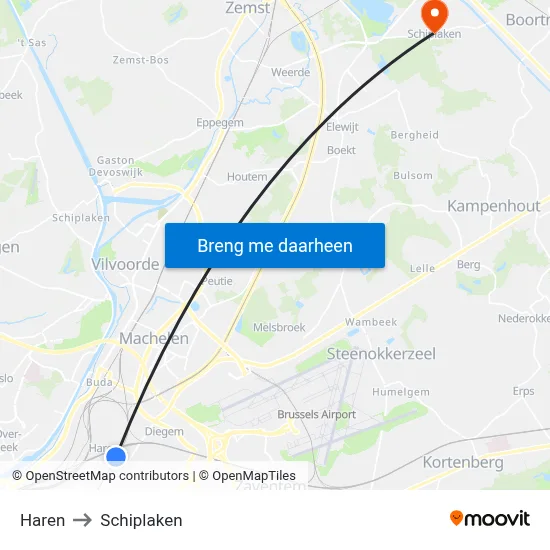 Haren to Schiplaken map