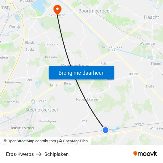 Erps-Kwerps to Schiplaken map