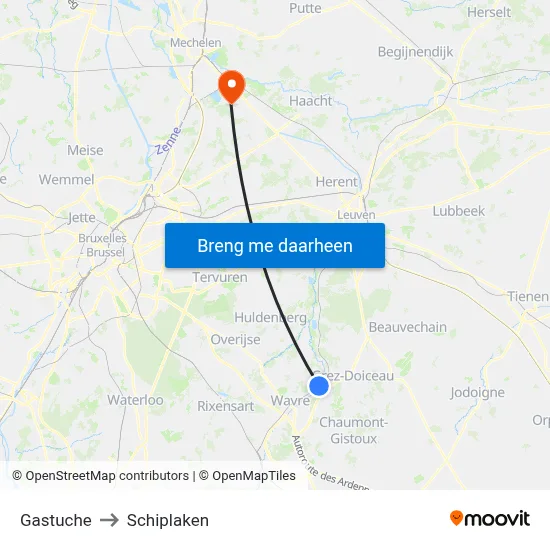 Gastuche to Schiplaken map