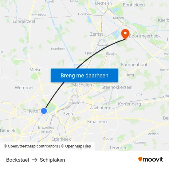 Bockstael to Schiplaken map