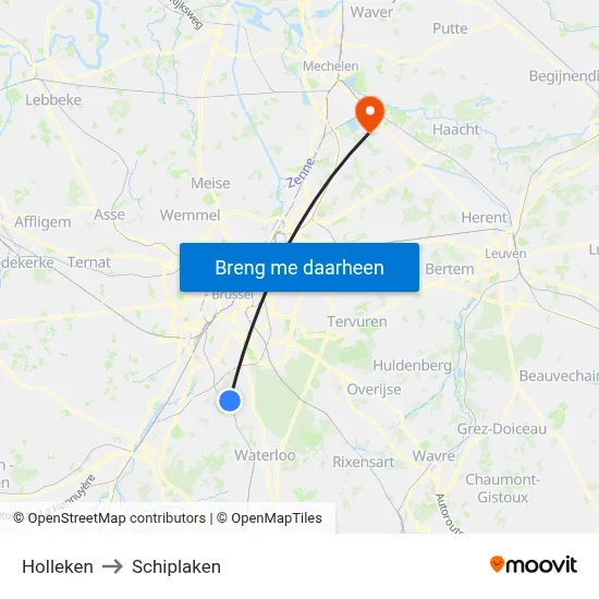 Holleken to Schiplaken map