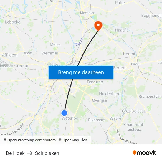 De Hoek to Schiplaken map
