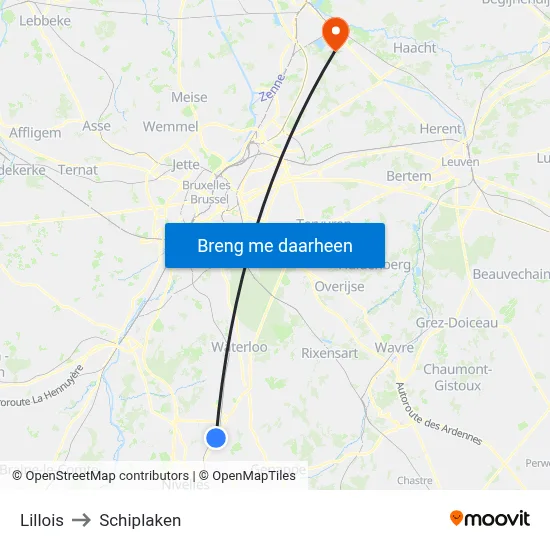 Lillois to Schiplaken map