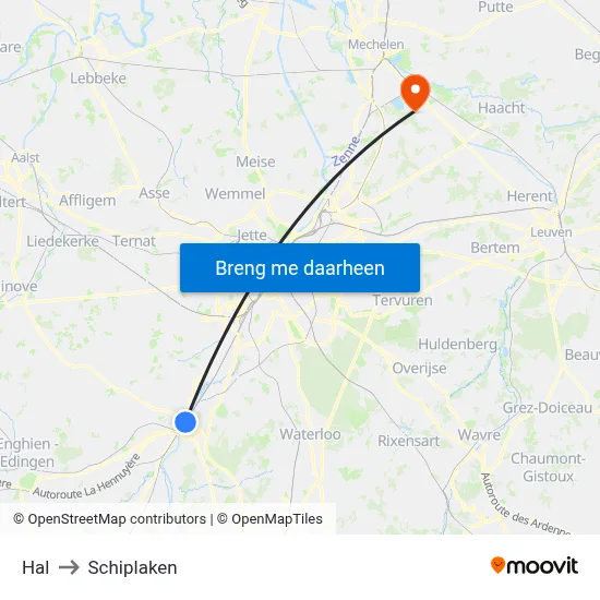 Hal to Schiplaken map
