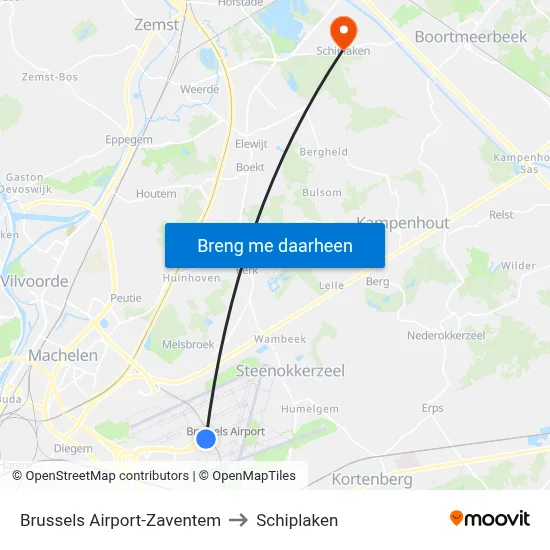 Brussels Airport-Zaventem to Schiplaken map