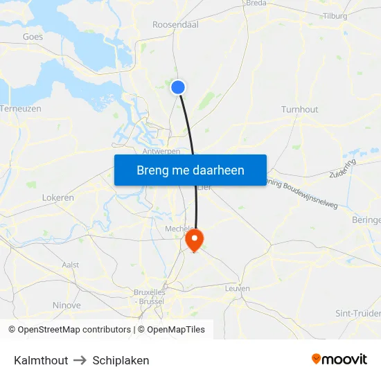 Kalmthout to Schiplaken map