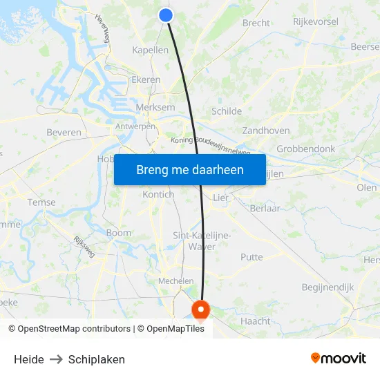 Heide to Schiplaken map