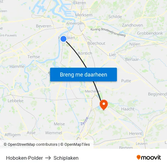 Hoboken-Polder to Schiplaken map