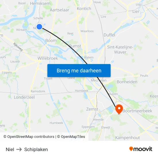 Niel to Schiplaken map