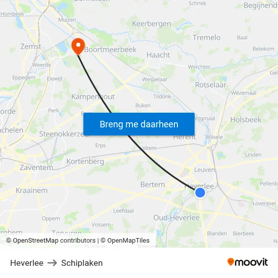 Heverlee to Schiplaken map