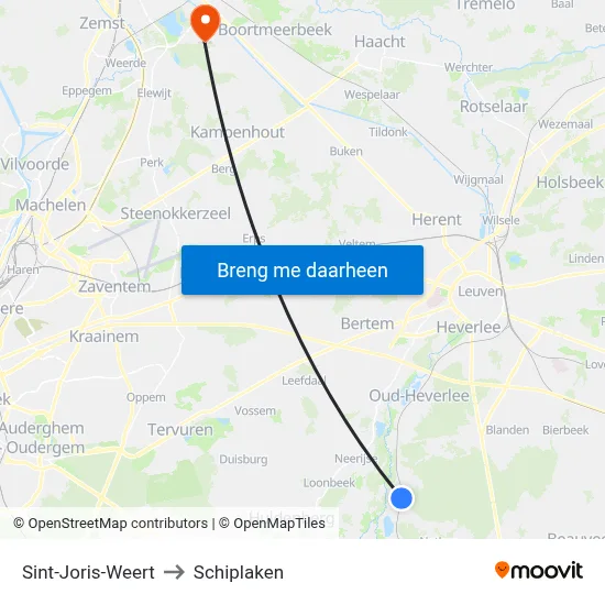 Sint-Joris-Weert to Schiplaken map