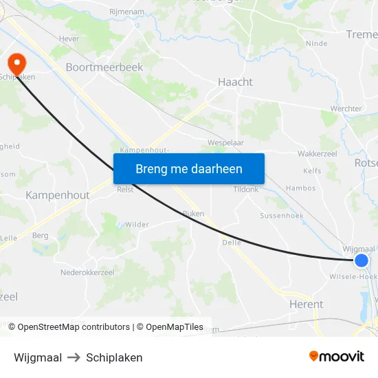 Wijgmaal to Schiplaken map