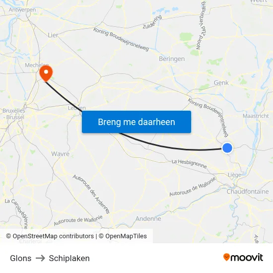 Glons to Schiplaken map
