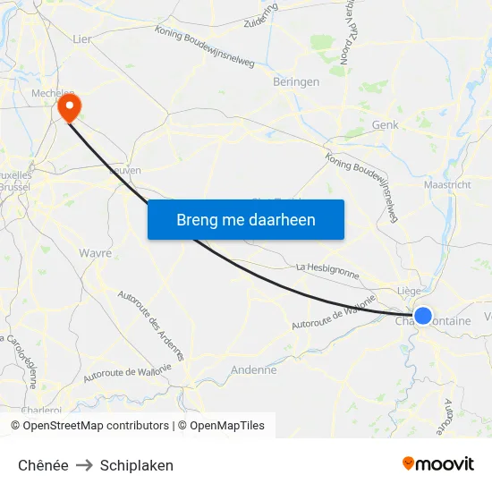 Chênée to Schiplaken map