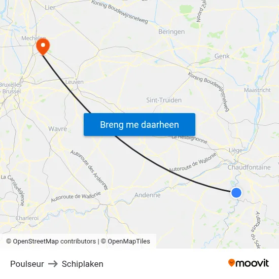 Poulseur to Schiplaken map