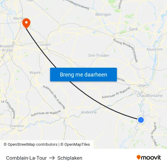 Comblain-La-Tour to Schiplaken map