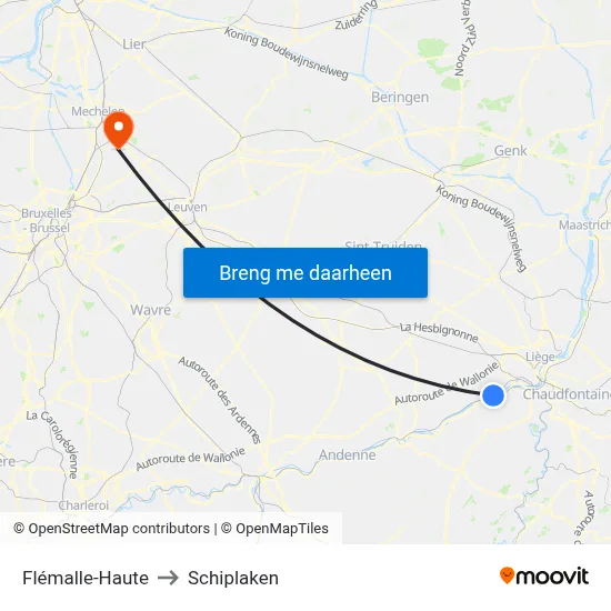 Flémalle-Haute to Schiplaken map