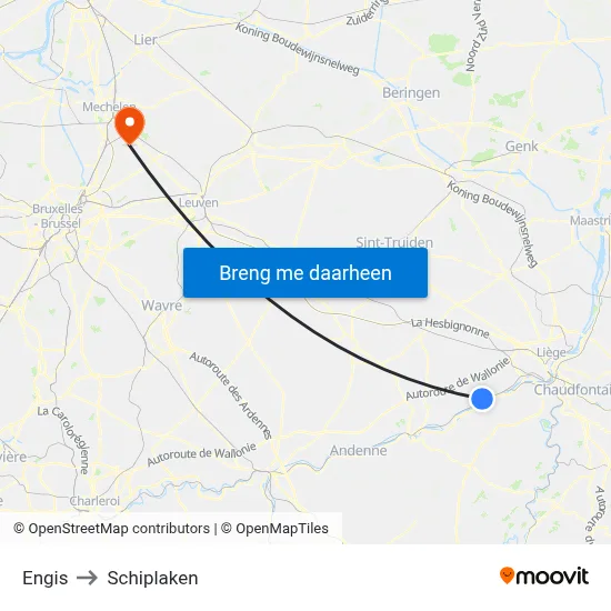 Engis to Schiplaken map